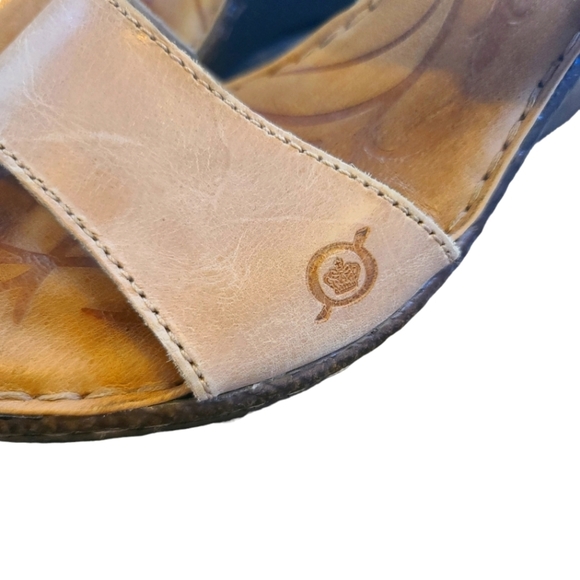 Born Boulder Leather Cork Wedge Sandal Tan Size 9 women's Shoe - Picture 6 of 11